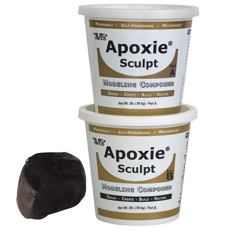 Aves Apoxie Sculpt - 2 Part Modeling Compound (A & B) - 4 lbs, Apoxie Sculpt for Sculpting, Modeling, Filling, Repairing, Easy to Use Self Hardening Modeling Compound â€“ Black - Image 1